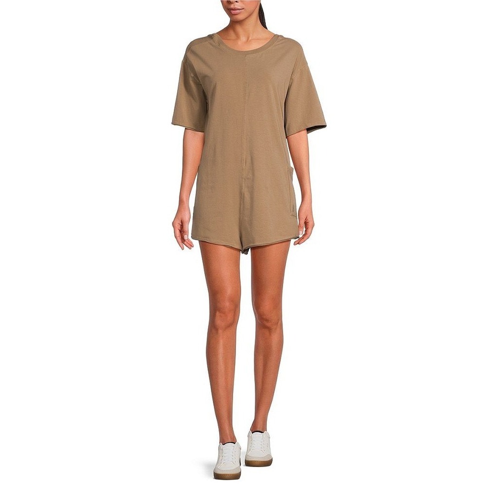 Free People FP Movement Hot Shot‎ Crew Neck Short Sleeve V Back Tee Romper